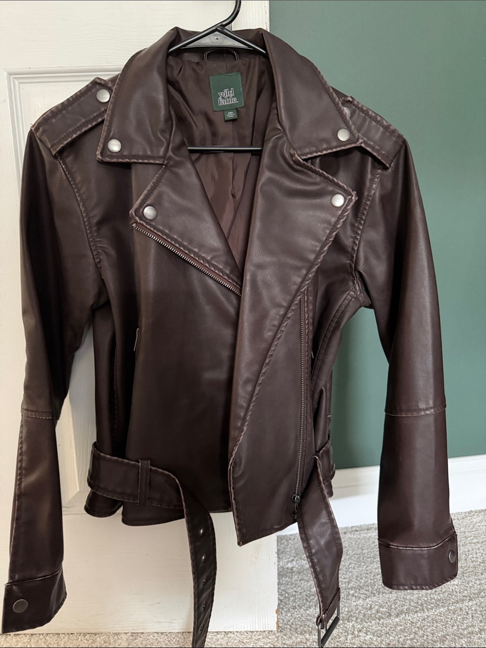 wild fable Dark Brown Faux Leather Moto Jacket
